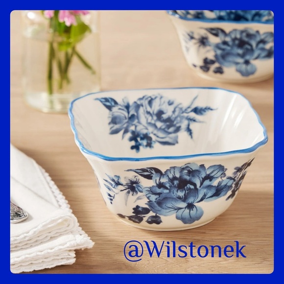 ❤️The Pioneer Woman Delilah Stoneware Cereal Bowl, Blue - Picture 1 of 4